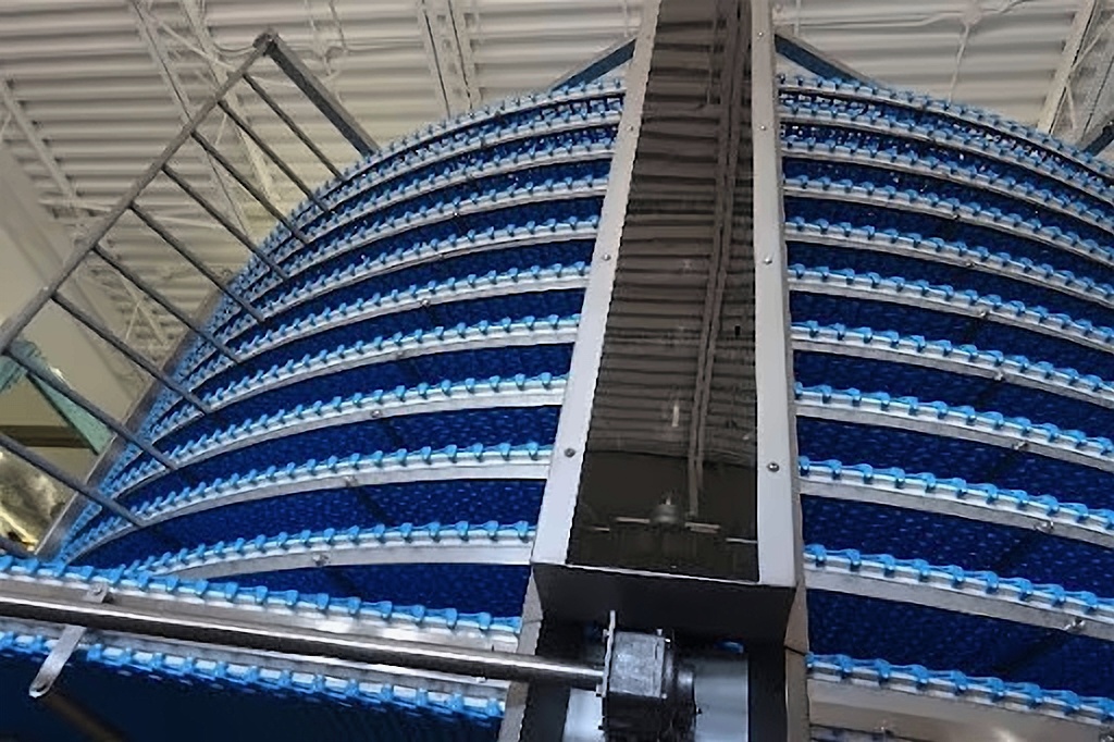 Spiral freezer belt tiers and central drive column